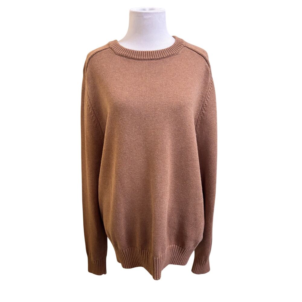 J.Crew Holiday 2023 Cotton Oversized Crewneck Sweater Camel Brown
